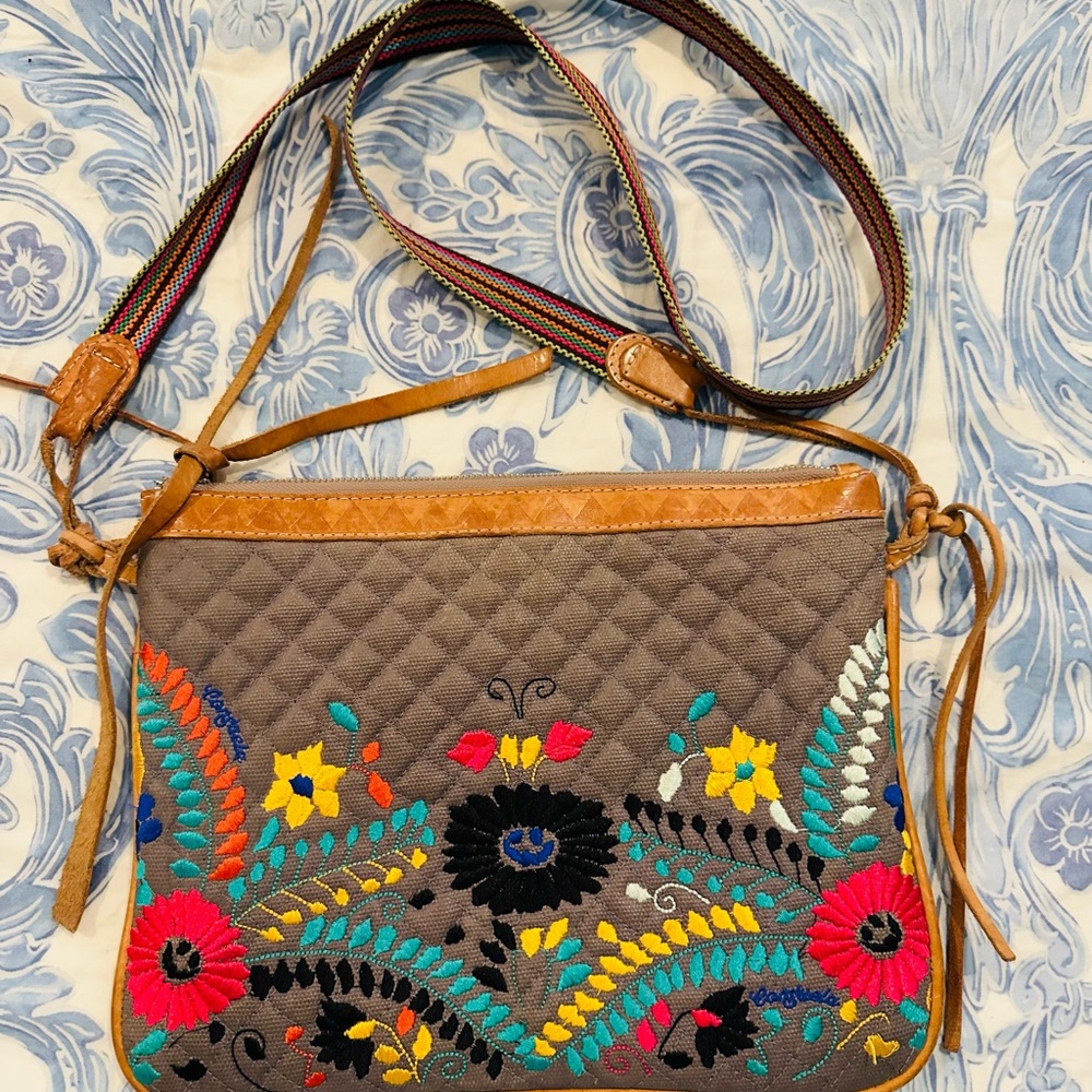 Embroidered Floral Crossbody Bag